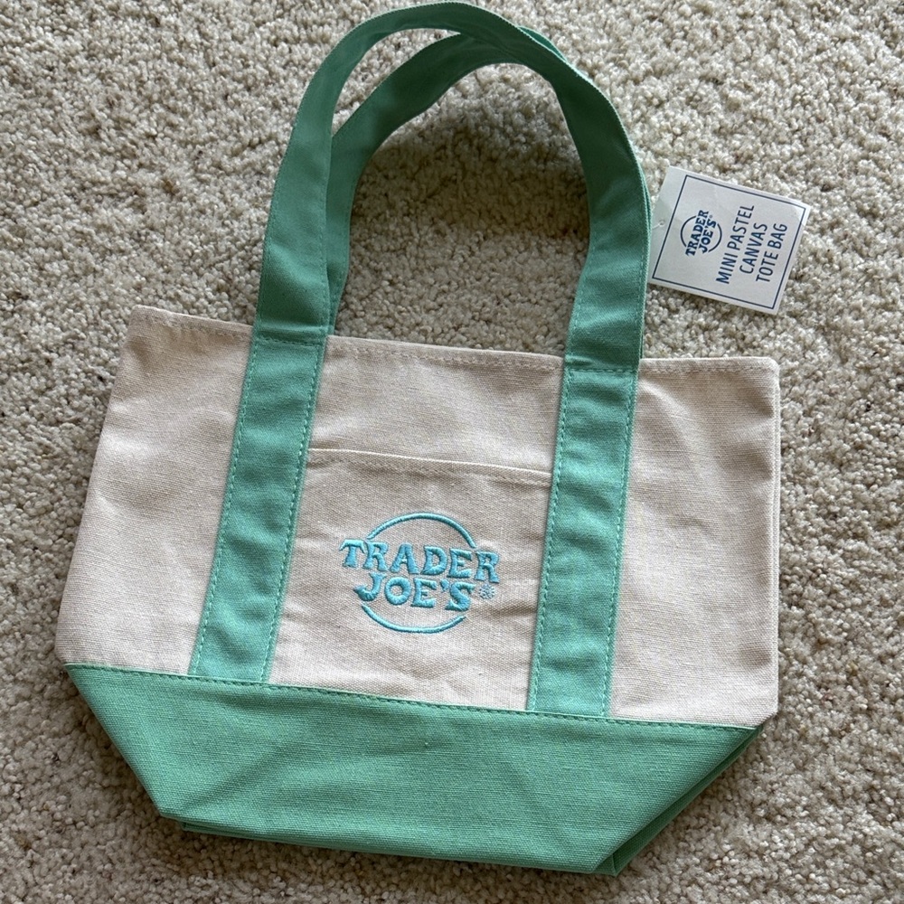 Trader Joe’s Mini Pastel Green Cavnvas Tote Bag